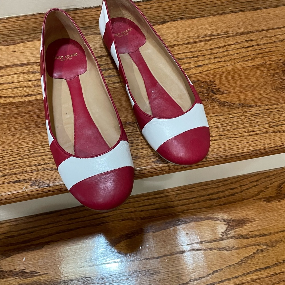 Kate Spade Red and White Flats